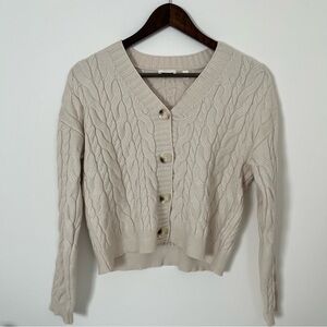 Cyrus Women's Classic Cable Knit V Neck Button Front Cardigan Sweater Size S